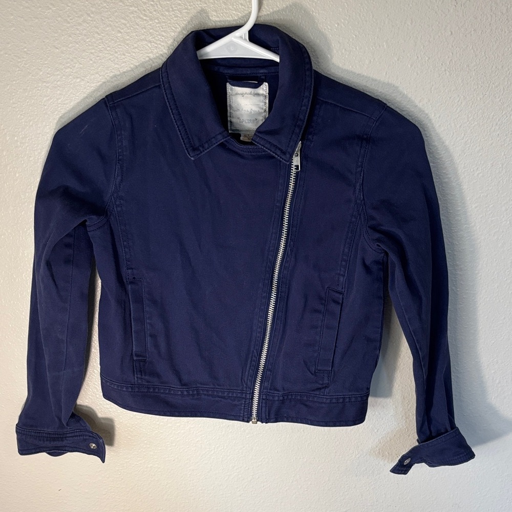 Gymboree Navy Jean Jacket with Asymmetrical Zipper -248sku
